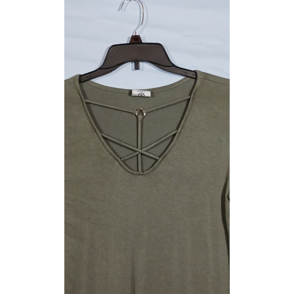 Hippie Chic Top Womens XL Long Sleeve V Neck Knit Green Super Soft Rayon